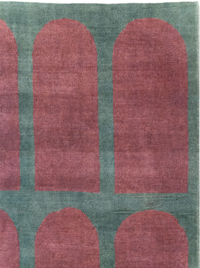 Vintage Turkish Art Deco Style Room Size Carpet, No.31514 - Gsblank