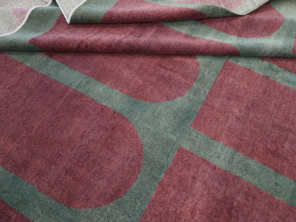 Vintage Turkish Art Deco Style Room Size Carpet, No.31514 - Gsblank