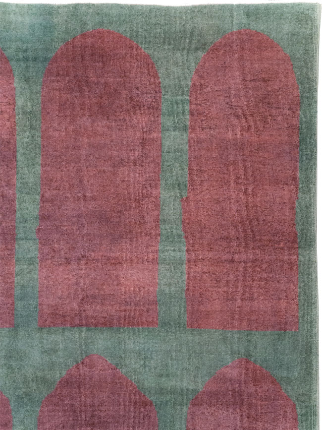 Vintage Turkish Art Deco Style Room Size Carpet, No.31516 - Gsblank