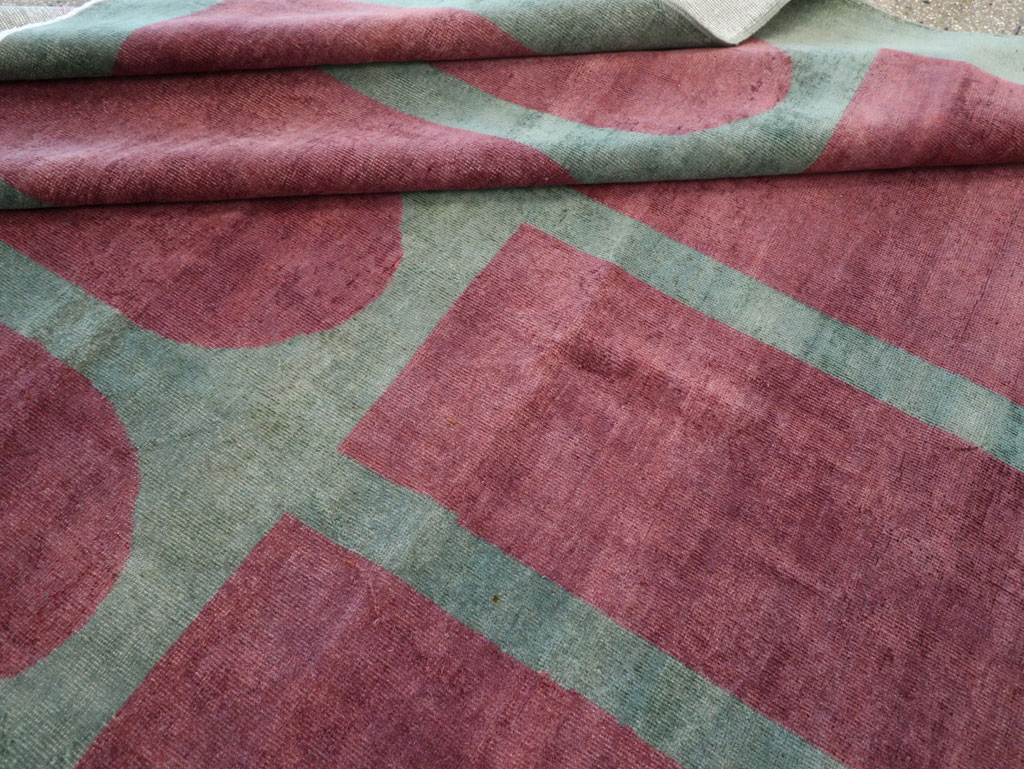 Vintage Turkish Art Deco Style Room Size Carpet, No.31516 - Gsblank