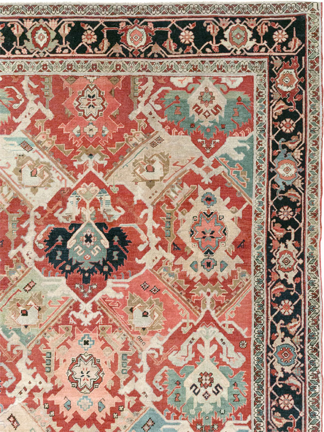 Antique Persian Heriz Room Size Carpet, No.31518 - Gsblank