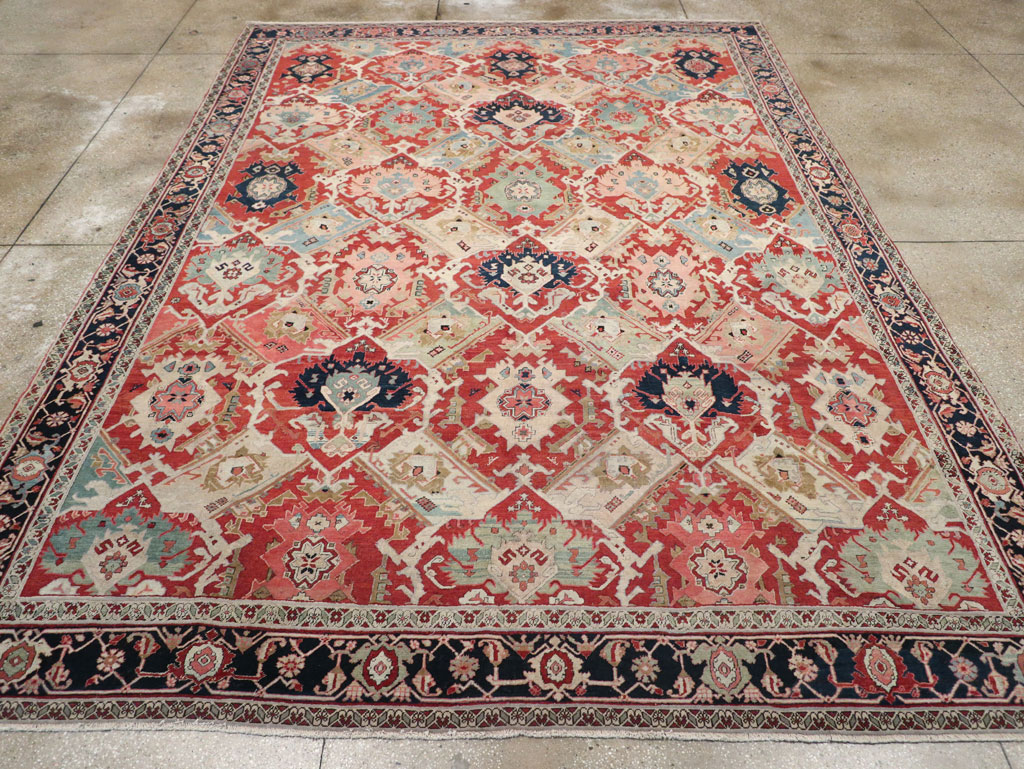 Antique Persian Heriz Room Size Carpet, No.31518 - Gsblank
