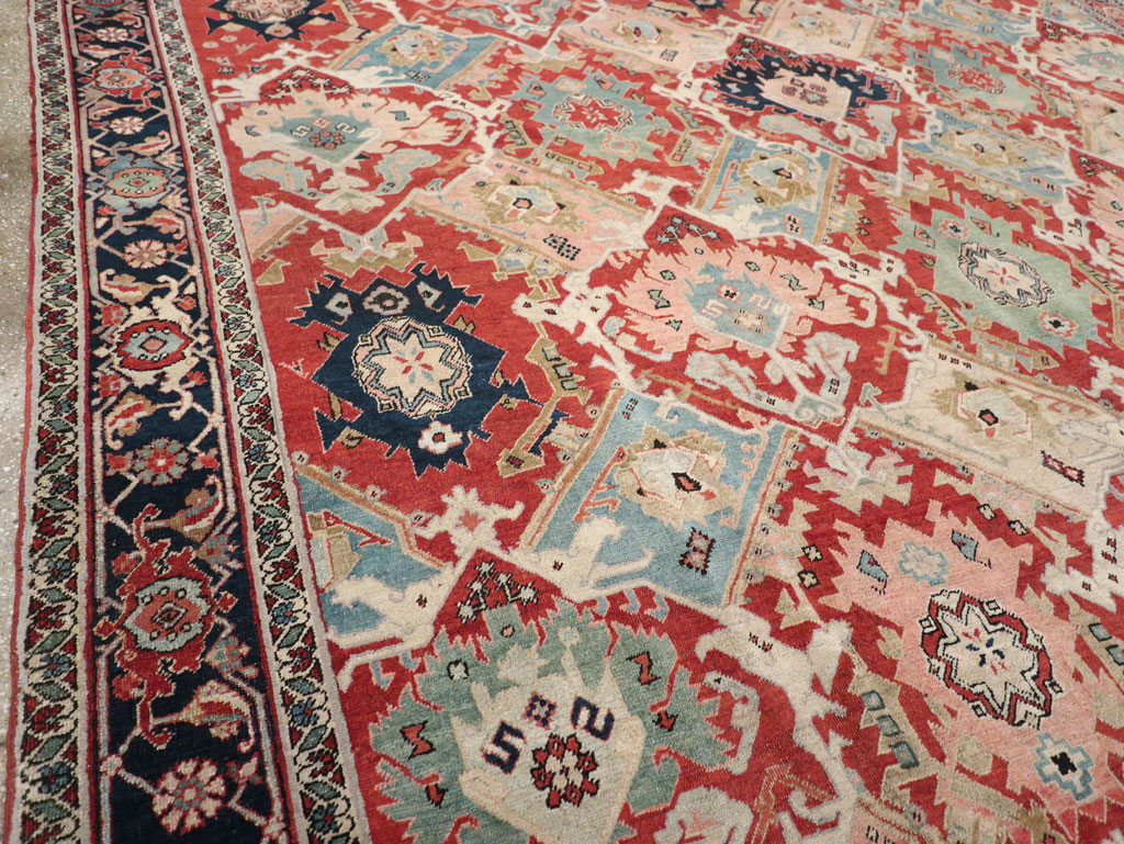 Antique Persian Heriz Room Size Carpet, No.31518 - Gsblank