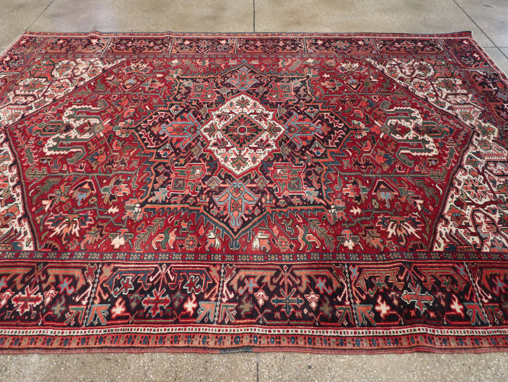 Vintage Persian Heriz Small Room Size Carpet, No.31519 - Gsblank