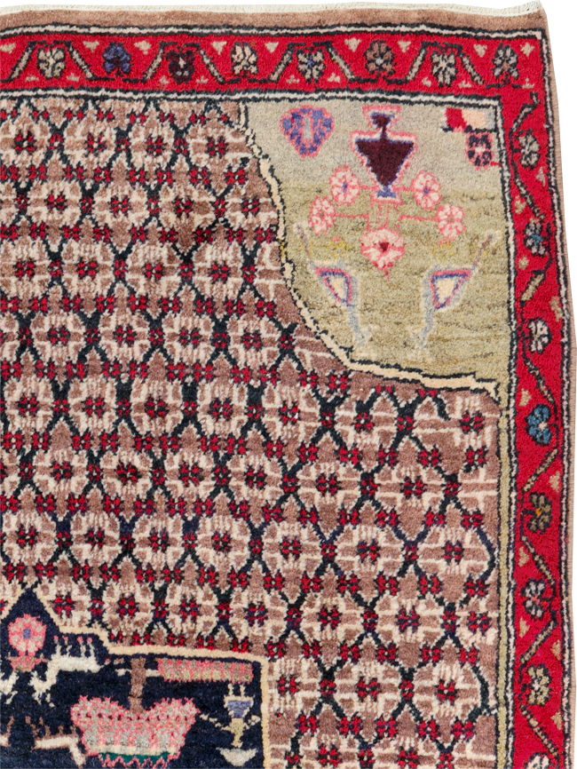 Vintage Hamadan Pictorial Rug, No.31527 - Gsblank