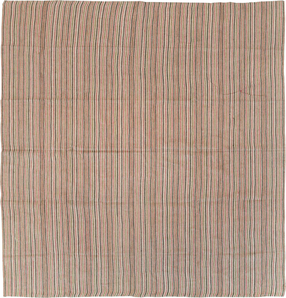 Vintage Turkish Flatweave Kilim Square Room Size Carpet, No.31534 - Gsblank