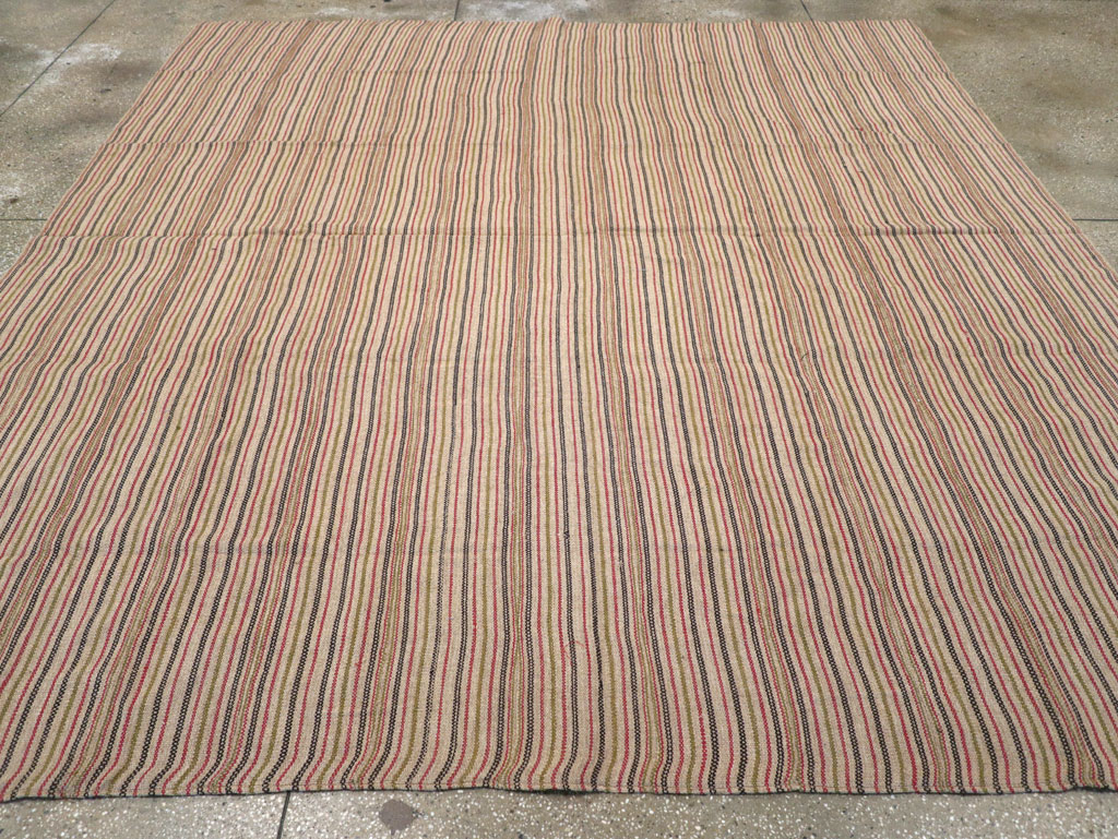 Vintage Turkish Flatweave Kilim Square Room Size Carpet, No.31534 - Gsblank