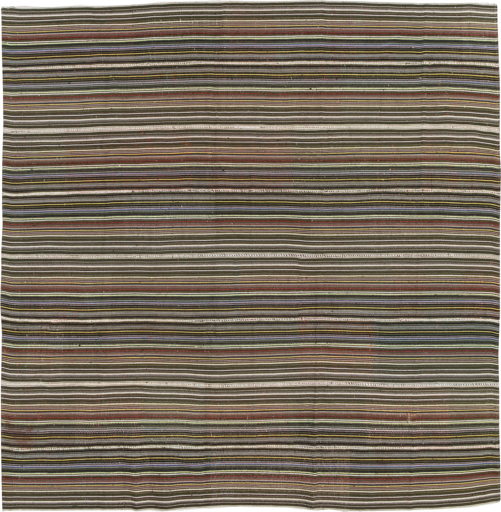 Vintage Turkish Flatweave Kilim Small Room Size Carpet, No.31537 - Gsblank