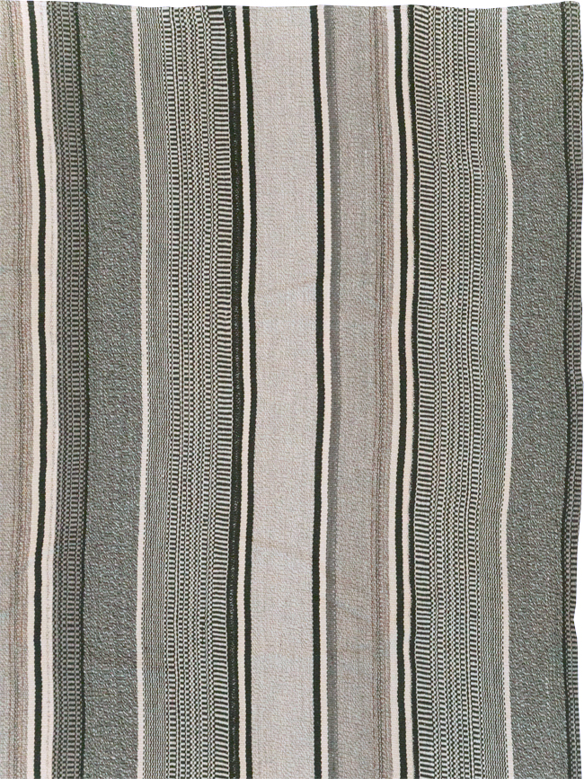 Modern Turkish Flatweave Large Room Size Carpet, No.31541 - Gsblank