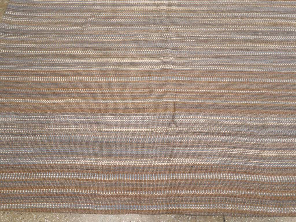 Modern Turkish Flatweave Room Size Carpet, No.31547 - Gsblank