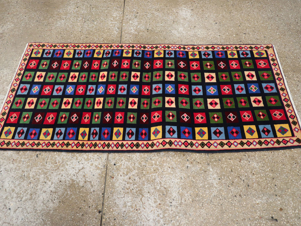 Vintage Persian Mahal Throw Rug, No.31548 - Gsblank