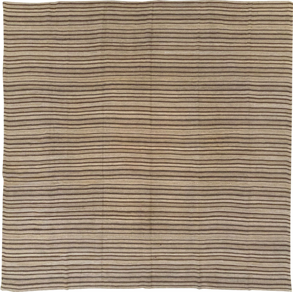 Vintage Turkish Flatweave Kilim Square Room Size Carpet, No.31549 - Gsblank