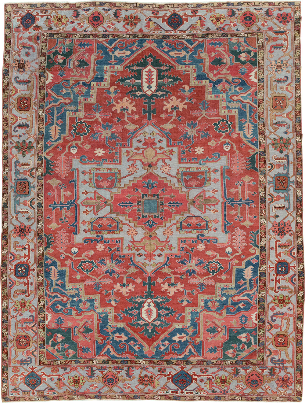 Antique Persian Heriz Room Size Carpet, No.31563 - Gsblank