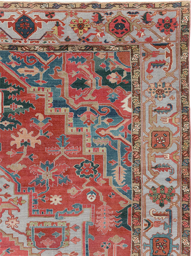 Antique Persian Heriz Room Size Carpet, No.31563 - Gsblank