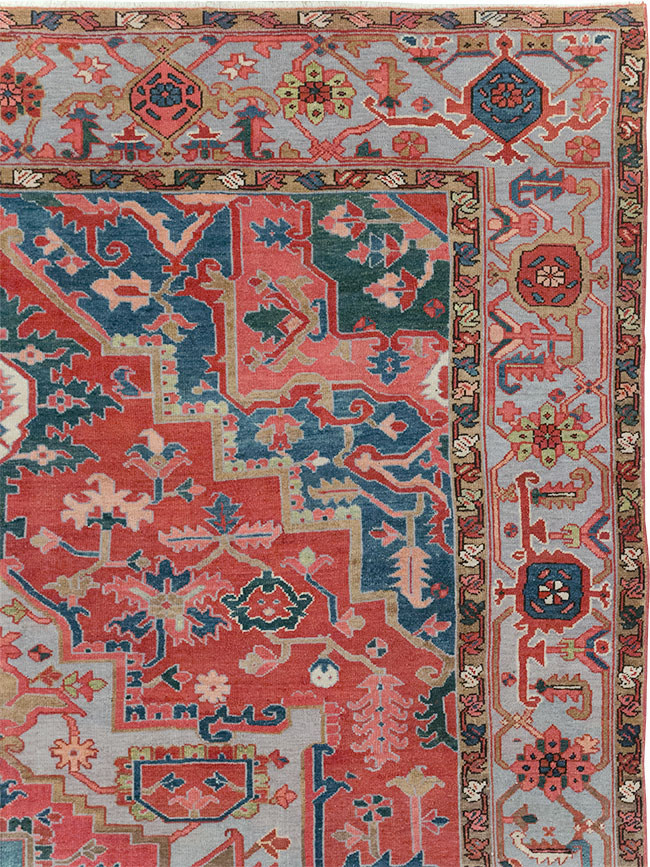 Antique Persian Heriz Room Size Carpet, No.31563 - Gsblank