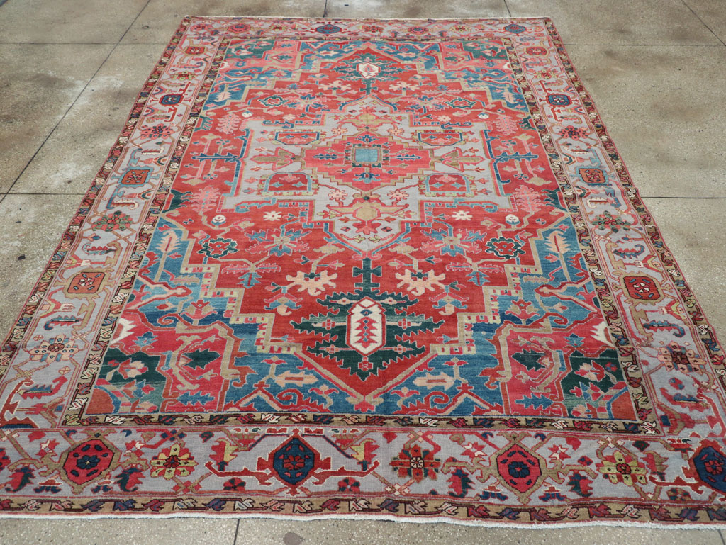 Antique Persian Heriz Room Size Carpet, No.31563 - Gsblank