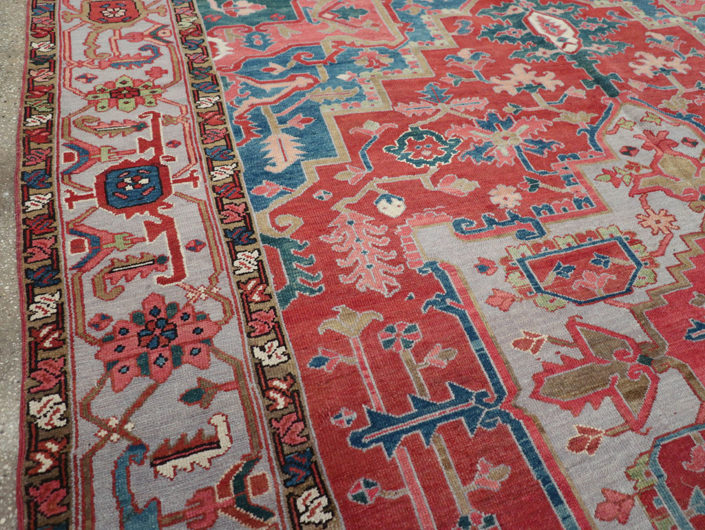 Antique Persian Heriz Room Size Carpet, No.31563 - Gsblank