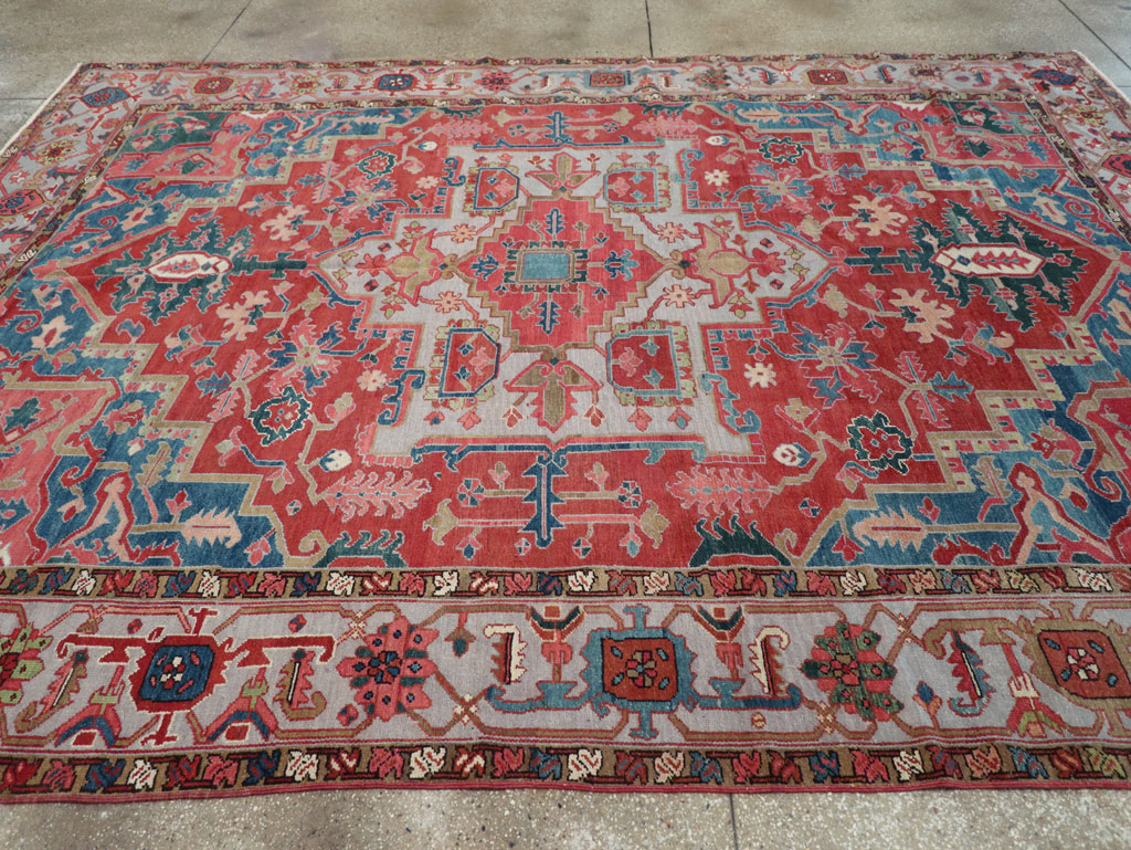 Antique Persian Heriz Room Size Carpet, No.31563 - Gsblank