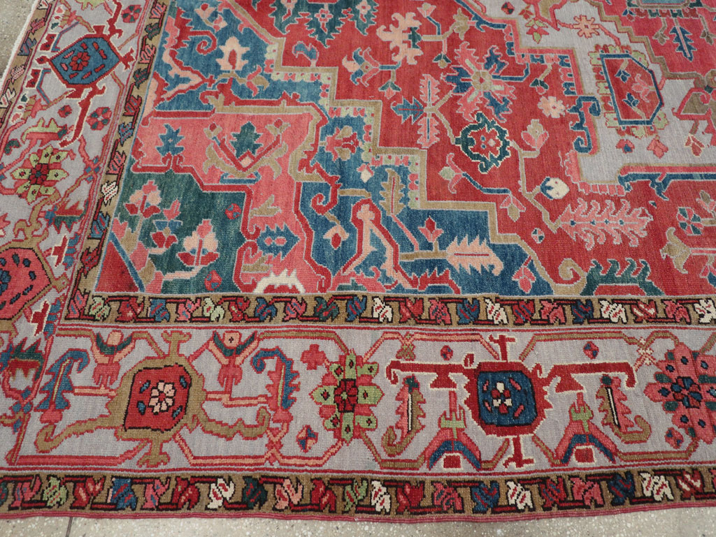Antique Persian Heriz Room Size Carpet, No.31563 - Gsblank