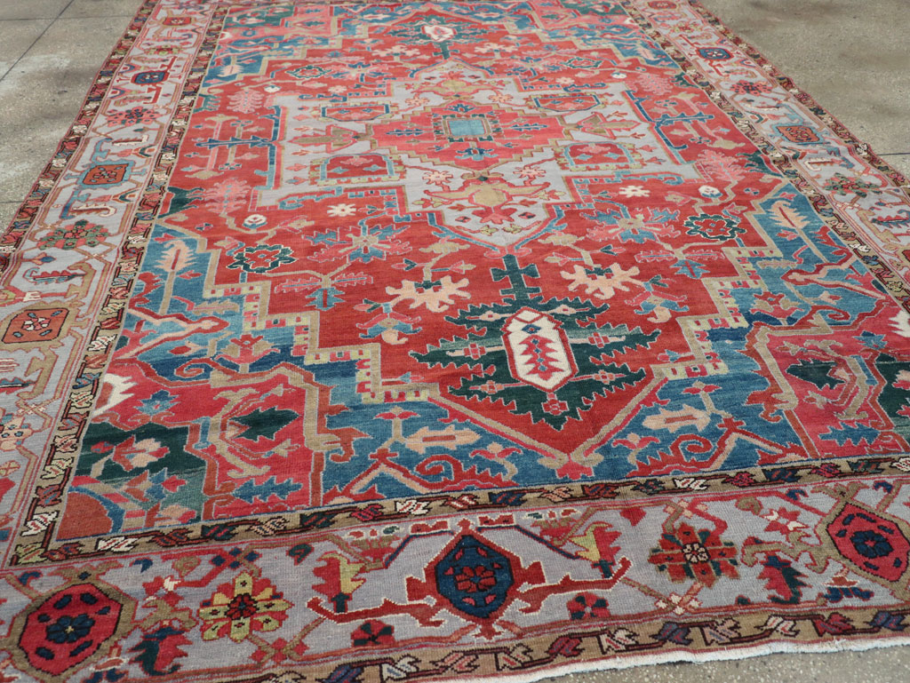 Antique Persian Heriz Room Size Carpet, No.31563 - Gsblank