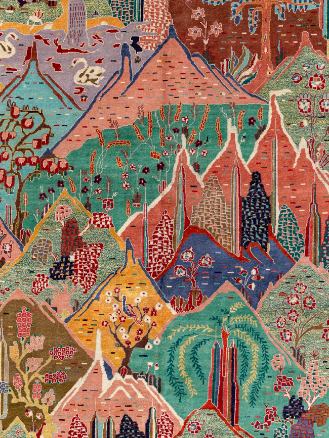 Vintage Persian Tabriz Pictorial Room Size Carpet, No.31566 - Gsblank