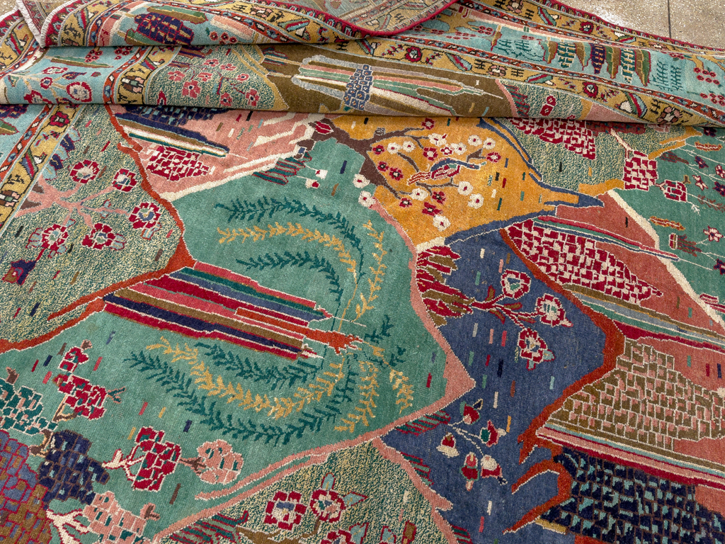 Vintage Persian Tabriz Pictorial Room Size Carpet, No.31566 - Gsblank