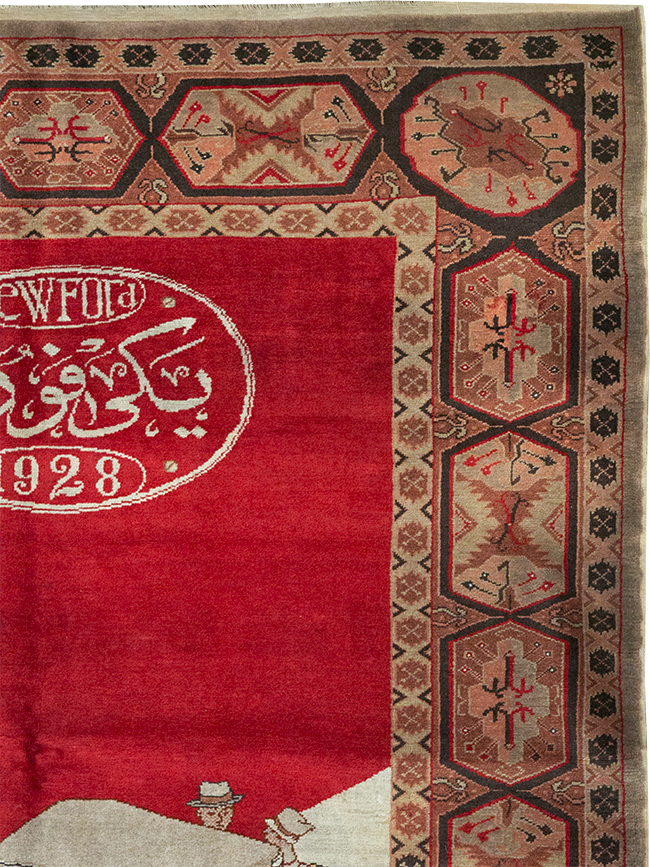 Vintage Persian Sivas Pictorial Accent Rug, No.31579 - Gsblank