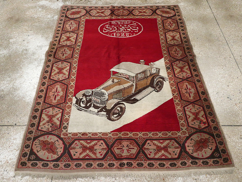 Vintage Persian Sivas Pictorial Accent Rug, No.31579 - Gsblank