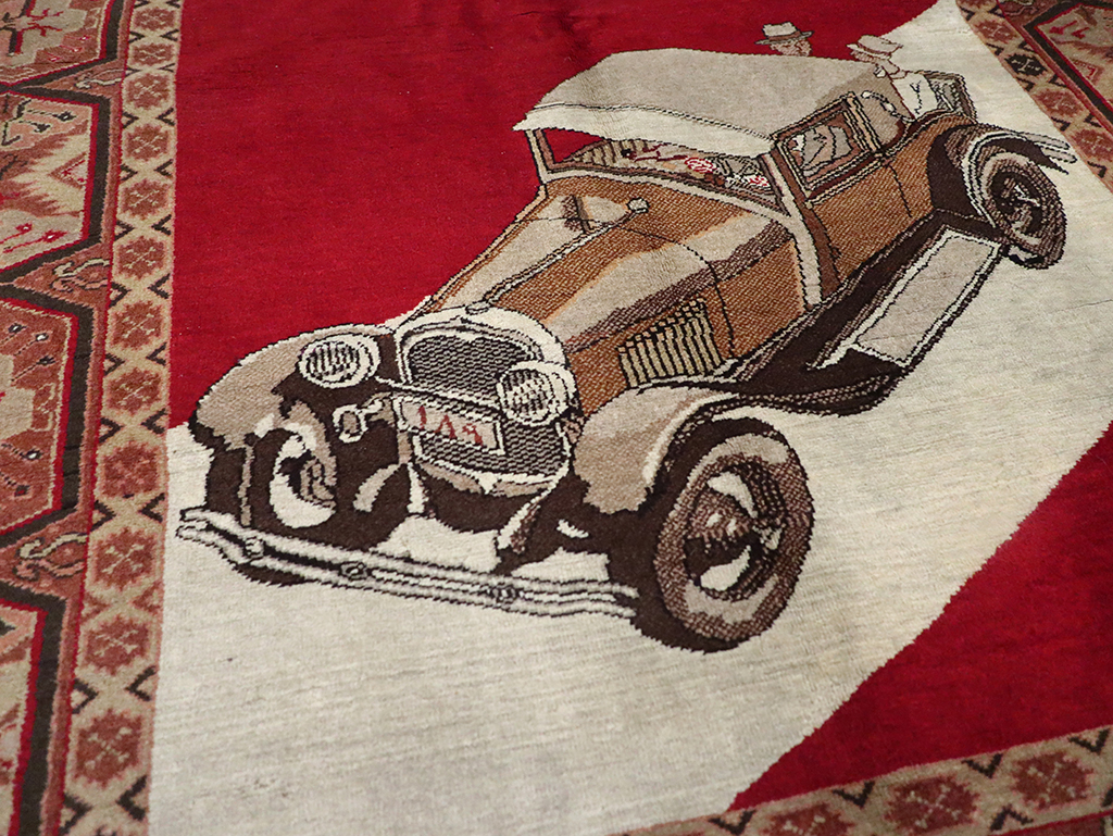 Vintage Persian Sivas Pictorial Accent Rug, No.31579 - Gsblank