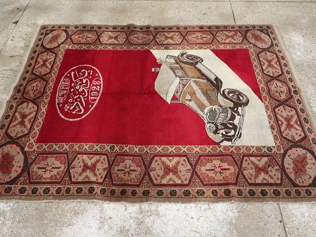 Vintage Persian Sivas Pictorial Accent Rug, No.31579 - Gsblank