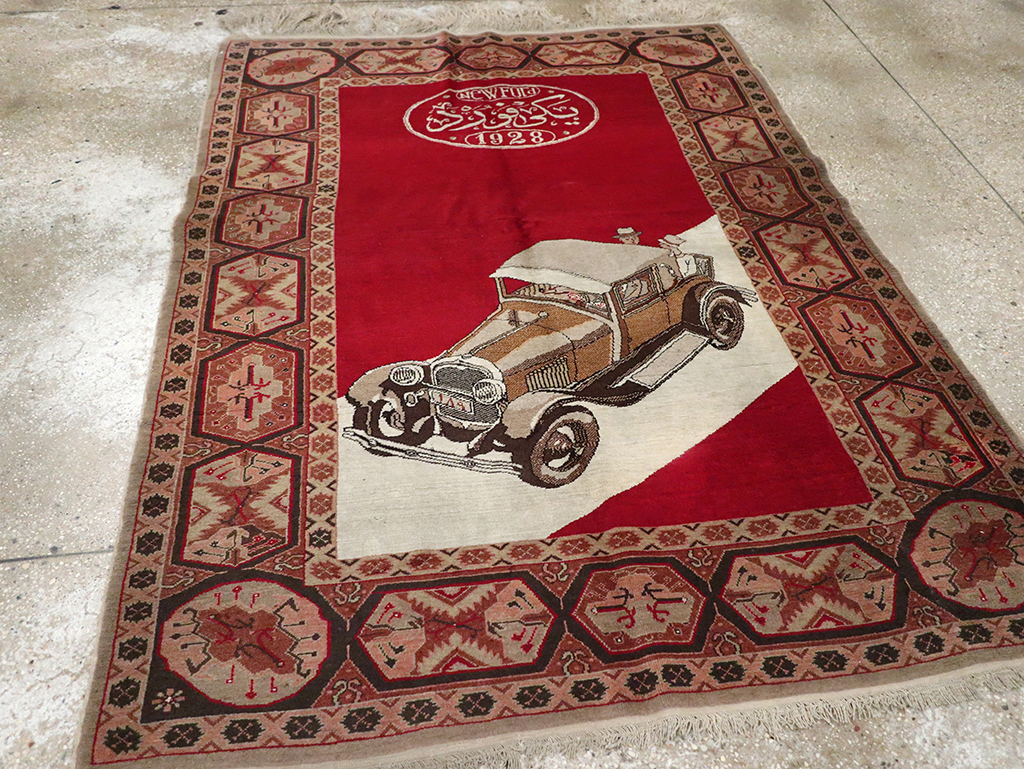 Vintage Persian Sivas Pictorial Accent Rug, No.31579 - Gsblank