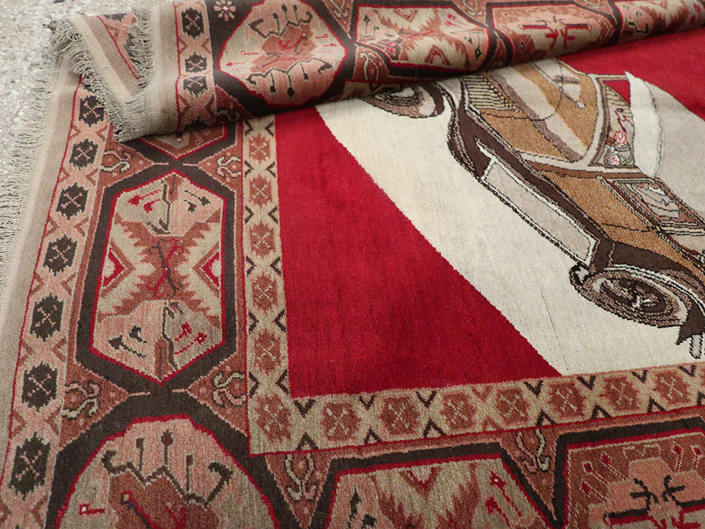 Vintage Persian Sivas Pictorial Accent Rug, No.31579 - Gsblank