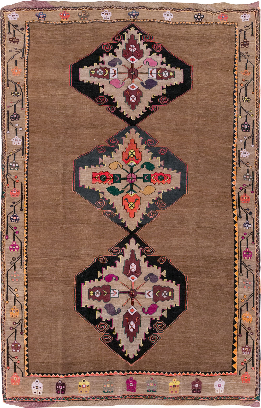 Vintage Turkish Tribal Small Room Size Carpet, No.31585 - Gsblank