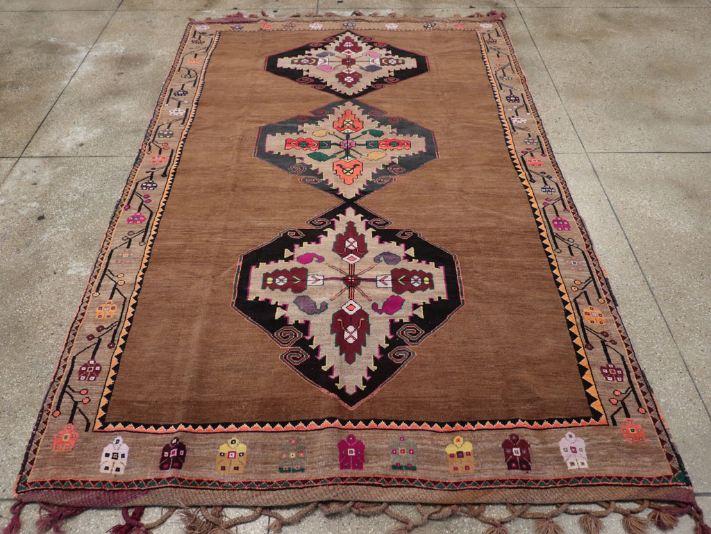 Vintage Turkish Tribal Small Room Size Carpet, No.31585 - Gsblank
