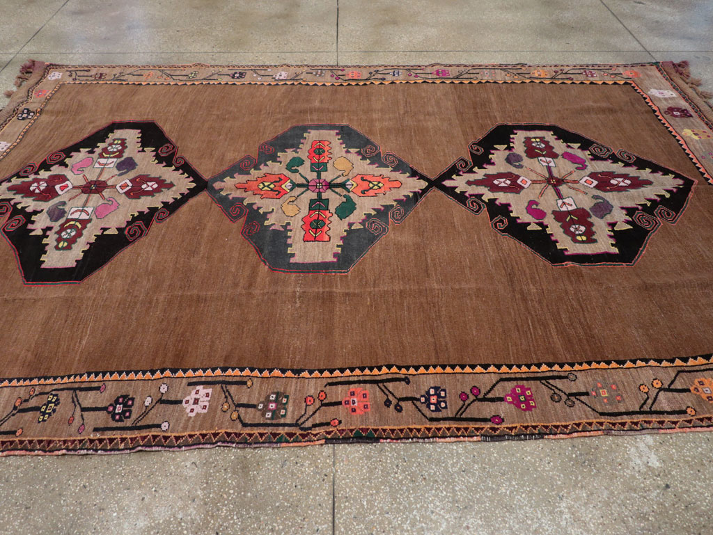 Vintage Turkish Tribal Small Room Size Carpet, No.31585 - Gsblank