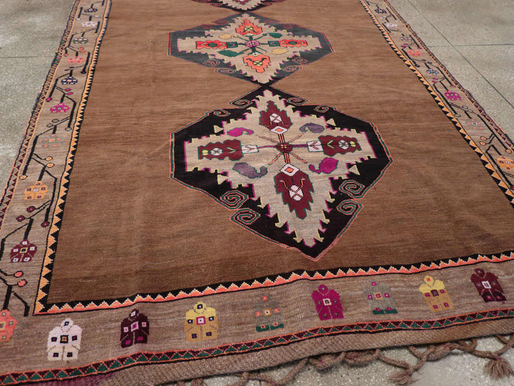 Vintage Turkish Tribal Small Room Size Carpet, No.31585 - Gsblank