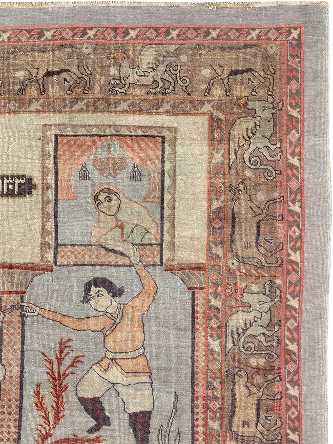 Antique Persian Pictorial Tabriz Rug, No.31588 - Gsblank