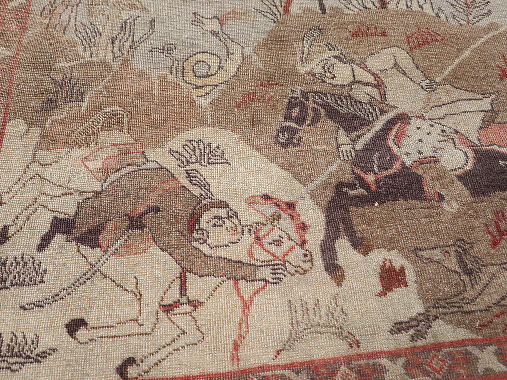 Antique Persian Pictorial Tabriz Rug, No.31588 - Gsblank