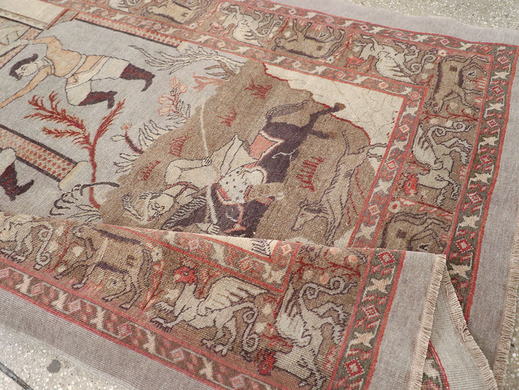 Antique Persian Pictorial Tabriz Rug, No.31588 - Gsblank