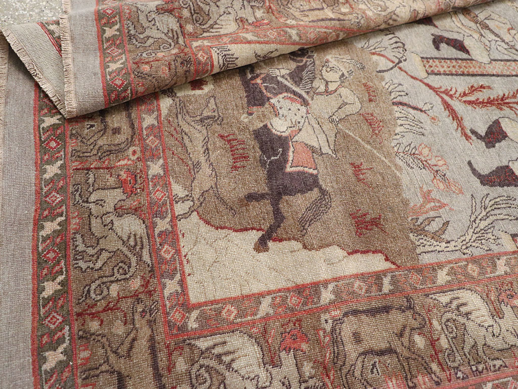 Antique Persian Pictorial Tabriz Rug, No.31588 - Gsblank