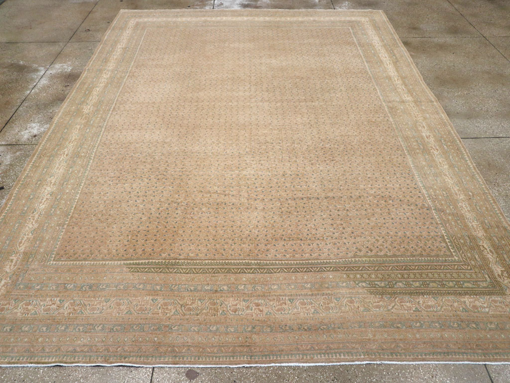 Distressed Style Vintage Persian Mahal Room Size Carpet, No.31622 - Gsblank