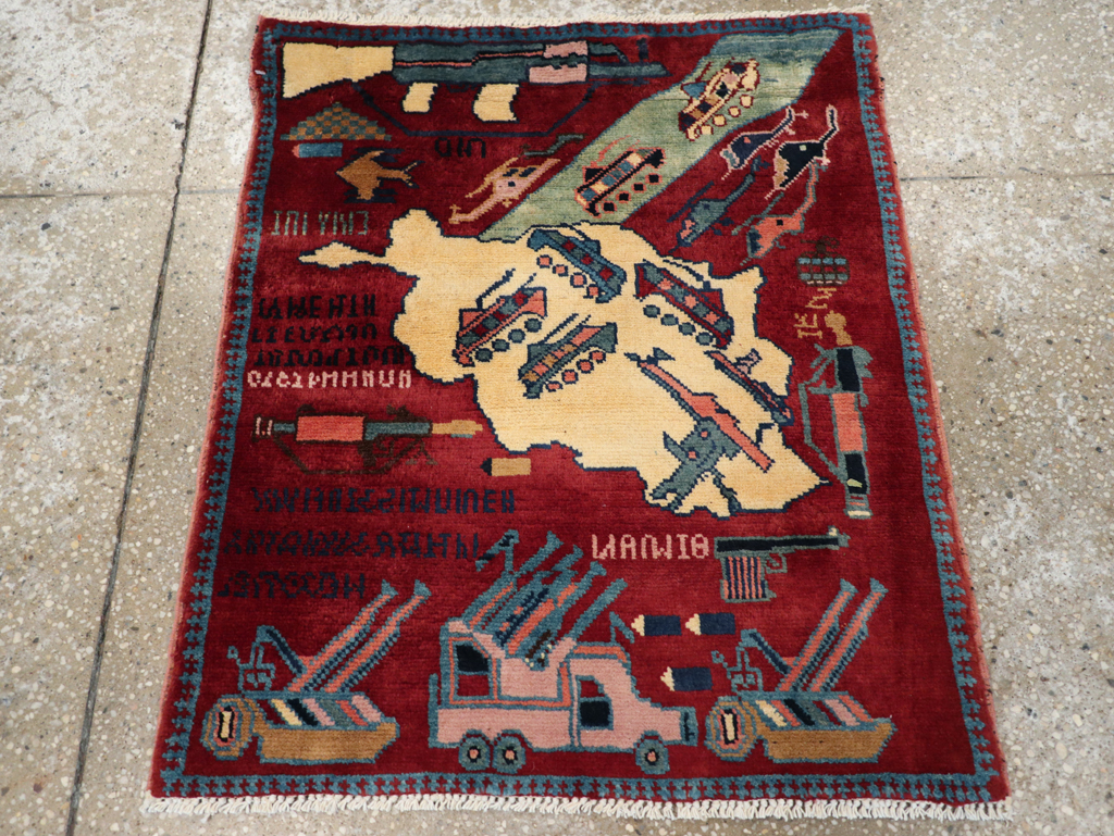 Vintage Afghan Pictorial War Rug, No.31624 - Gsblank