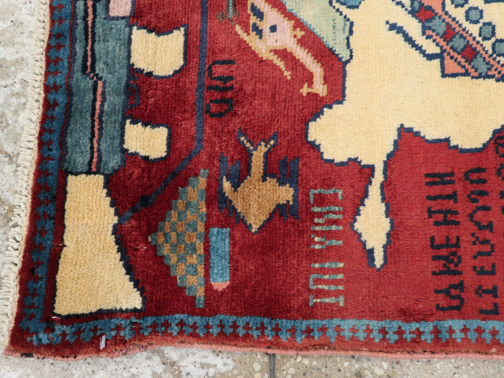 Vintage Afghan Pictorial War Rug, No.31624 - Gsblank