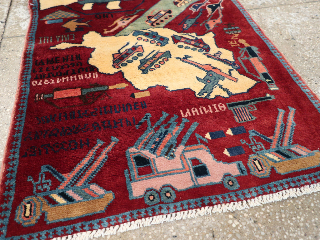 Vintage Afghan Pictorial War Rug, No.31624 - Gsblank