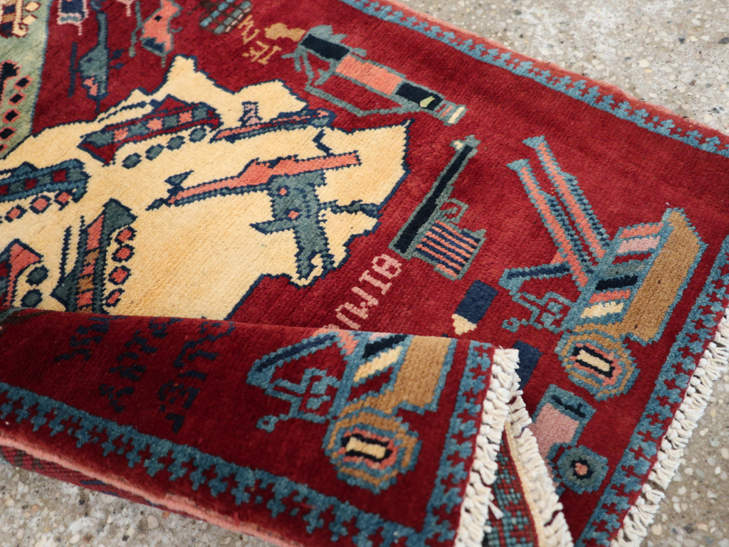Vintage Afghan Pictorial War Rug, No.31624 - Gsblank