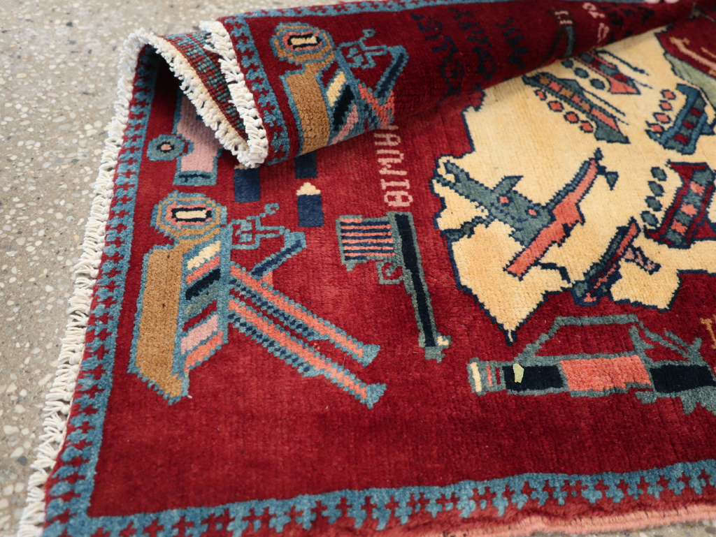 Vintage Afghan Pictorial War Rug, No.31624 - Gsblank