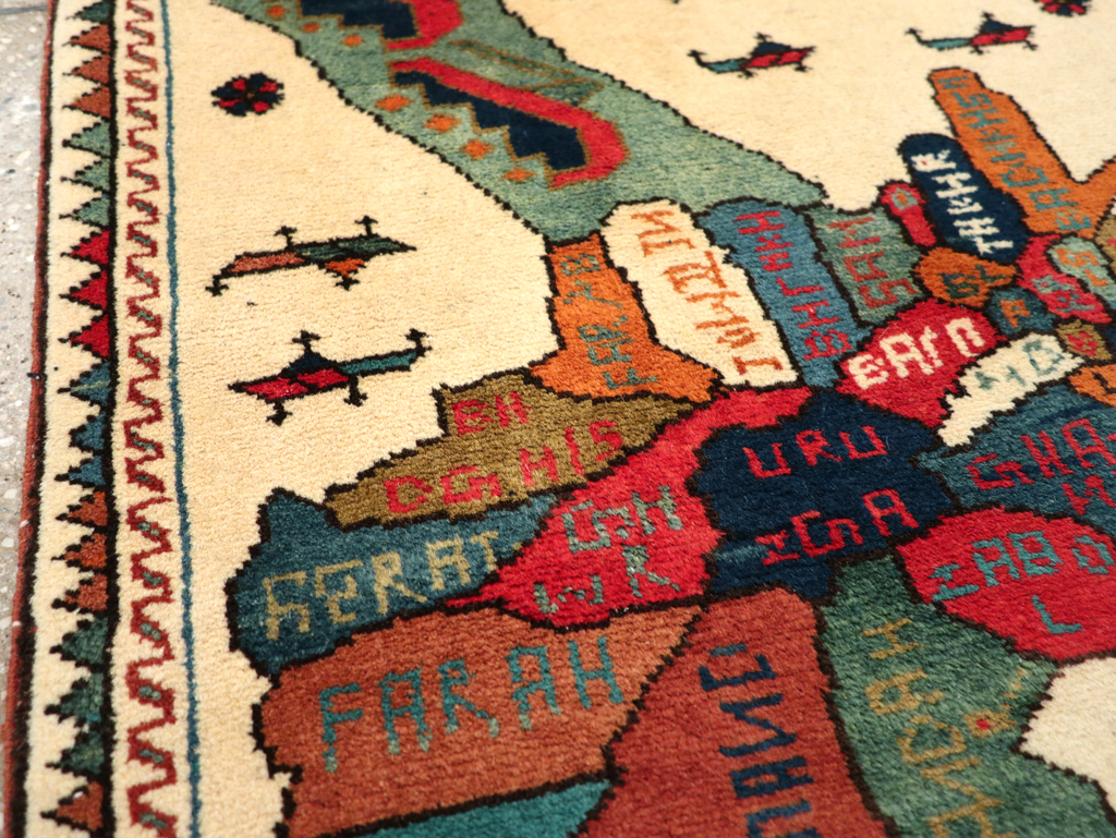 Vintage Afghan Pictorial War Map Rug, No.31625 - Gsblank