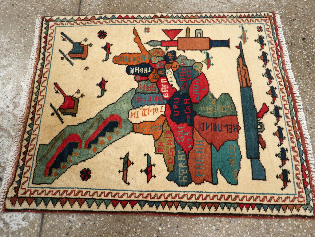Vintage Afghan Pictorial War Map Rug, No.31625 - Gsblank