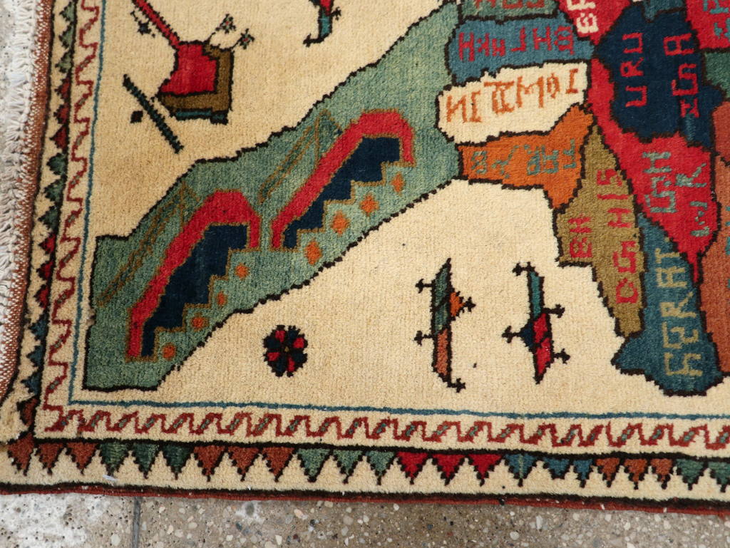 Vintage Afghan Pictorial War Map Rug, No.31625 - Gsblank