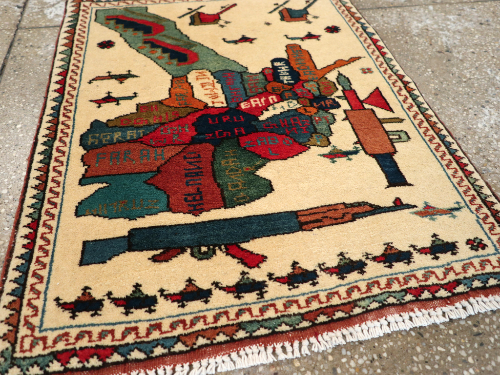 Vintage Afghan Pictorial War Map Rug, No.31625 - Gsblank